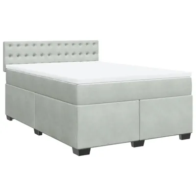 Produktbild von Boxspringbett mit Matratze Hellgrau 140x190 cm Samt
