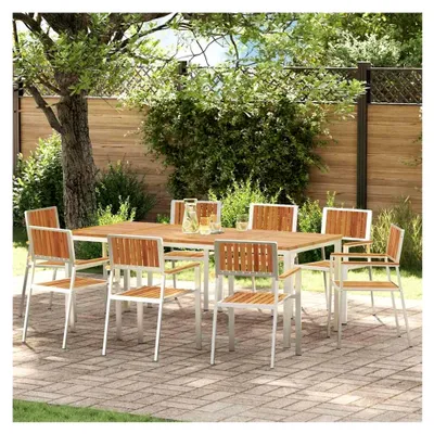 Produktbild von Stapelbare Gartenstühle 8 Stück 54,5x56x87 cm aus Akazienholz, Stapelbare Gartenstühle 4 Stück für Garten, Pool, Terrasse, Esszimmer, Gartenmöbel