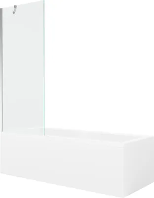 Immagine prodotto di Mexen Cubik vasca rettangolare 170 x 70 cm con pannello e paravento a 1 anta 70 cm, trasparente, cromo - 550317070X9507000001