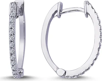 Produktbild von 0,16 Carat Diamant Oval Creolen 14 Karat Weißgold