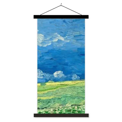 Produktbild von MuchoWow® Textilposter Weizenfeld unter Gewitterwolken - Vincent van Gogh 60x120 cm mit schwarzem Rahmen - Magnete