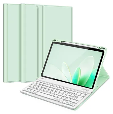 Produktbild von FINTIE Hülle mit Tastatur für iPad Air 11 Zoll M4/M3/M2 (2026/2025/2024), iPad Air 5./4. Gen 10,9 Zoll, TPU Rückschale Schutzhülle mit Stifthalter, magnetisch Abnehmbarer QWERTZ Keyboard, Notizblock