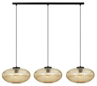 Zdjęcie produktu dla Lampa wisząca DROP bursztynowo-czarna 3xE27x20W szkło wym:90x100x30cm IP20 Kaja