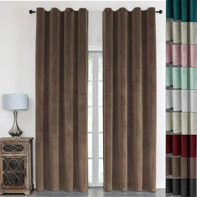 Produktbild von 2 Stück Vorhang Samt Blickdicht mit Kräuselband 140x245 Vorhänge Gardine Gardinen mit Universalbandaufhängung Dunkelbraun 2er Pack