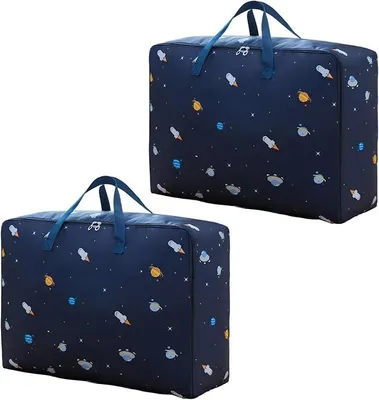 Produktbild von PolkaHome® 2er Set Aufbewahrungstaschen für Kleidung, große Aufbewahrungstasche mit Reißverschluss, 105 L, für Unterbettkommode,