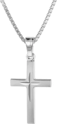 trendor 75419 Kreuz-Anhänger 18 mm Weißgold 585 mit Silberkette für Kinder 1