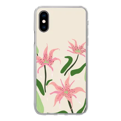 Produktbild von MuchoWow® Handyhülle Schutzhülle Hülle für iPhone X Blume - Rosa - Blätter Silikon Softcase Handy Hülle - Handyhülle