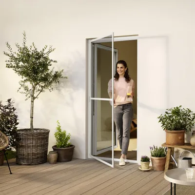 Produktbild von tesa® Fliegengitter Alu Comfort XL für Türen weiß 1,2x2,4 m
