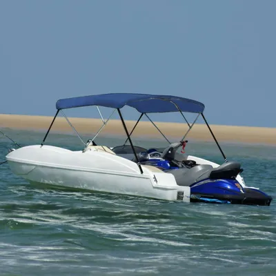 Image de vidaXL 3-Bow Bimini Top bleu 183x160x137 cm