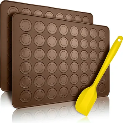 Produktbild von Silikonbackmatten 2x, Antihaft, Braun, Für Macarons, Küchenzubehör