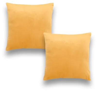 Produktbild von Brielle 2er Set Samt Kissenbezug Kissenhülle Sofakissen Dekokissen Bezug mit Verstecktem Reißverschluss 40 x 40 cm Gelb