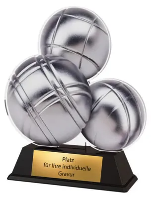 Produktbild von Boule Pokal aus Acryl - 9 cm Trophäe mit Gravur für Pétanque Turniere