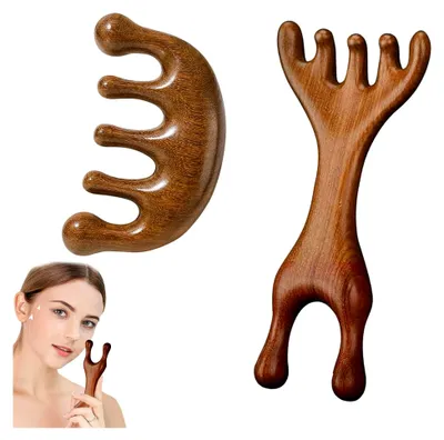 Produktbild von Holz Kopfhautmassagebürste 2 Stück für entspannende Kopfhautpflege