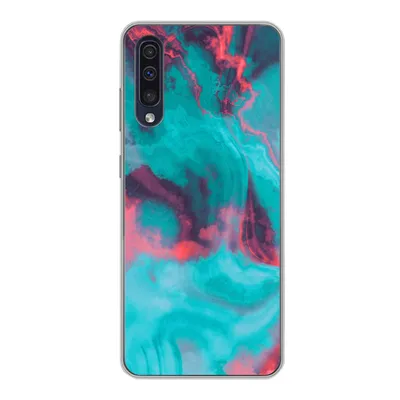 Produktbild von MuchoWow® Handyhülle Schutzhülle Hülle für Samsung Galaxy A30s Abstrakt - Neon - Rosa - Blau Silikon Softcase Handy Hülle - Karteninhaber - Geburtstag Teenager
