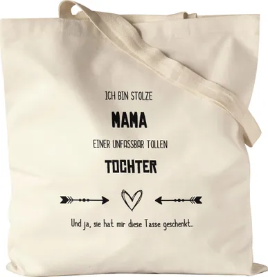 Produktbild von Stolze Mama Tolle Tochter Jutebeutel Stoffbeutel Canvas Lustig Sarkasmus Geschenkidee Muttertag Geburtstag