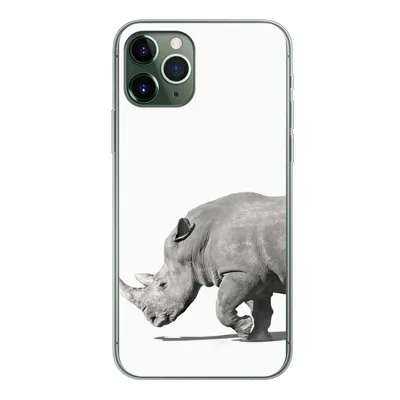 Produktbild von MuchoWow® Handyhülle Schutzhülle Hülle für iPhone 11 Pro Rhinozeros - Tiere - Weiß Silikon Softcase Handy Hülle - Handy