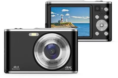 Immagine prodotto di Videocamera digitale 4K con doppio autofocus, scheda SD da 32 GB, zoom 16x, display da 2,8 pollici, videocamera per vlog, videocamera compatta per principianti, nera