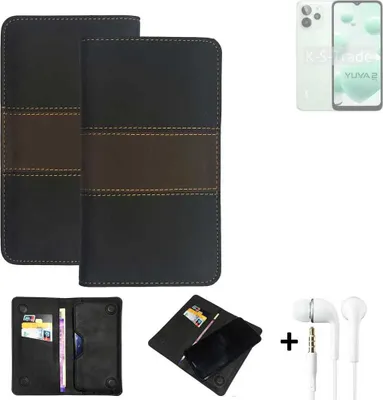 Produktbild von K-S-Trade Handyhülle + Kopfhörer kompatibel mit Lava Yuva 2 Pro Schutzhülle Walletcase Bookstyle Tasche Schutz Case Hülle Wallet Cover Kunstleder