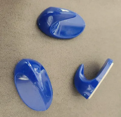 Produktbild von 1 Packung 3er Set Klebehaken Blau selbstklebend Bad Küche Handtuchhaken