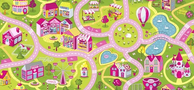 Produktbild von Kinderteppichboden Straßenteppich Spielteppich Kinderzimmer Mädchen 500 x 400 cm
