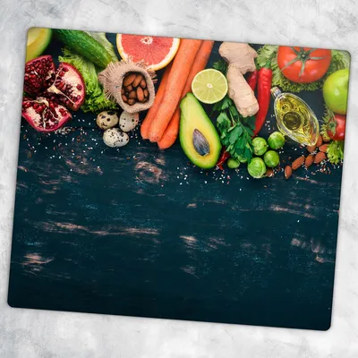Produktbild von Glas-Herdabdeckplatten Glaskeramikkochfeld-Abdeckung Spritzschutz Glas 60 cm x 52 cm - Gemüse