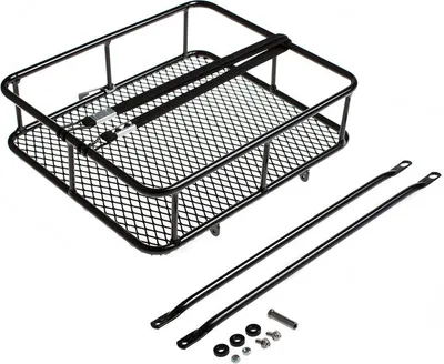 Produktbild von BLB Retro Vorderrad Stahlkorb Gepäckträger – Chrom oder Schwarz, 35x30x9 cm
