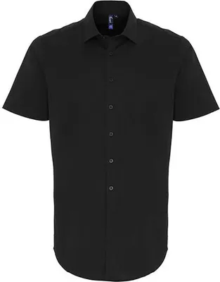 Immagine prodotto di Premier Workwear Uomo Camicia in cotone a maniche corte in popeline dal taglio elasticizzato
