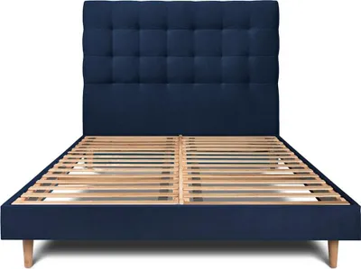 Produktbild von Bett mit gepolstertem Kopfteil – Samtstoff - 150 x 200 cm