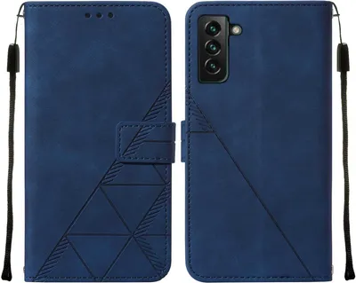 Image de Etui en cuir pour Samsung Galaxy S22 Plus avec embossage, porte-cartes et support bleu