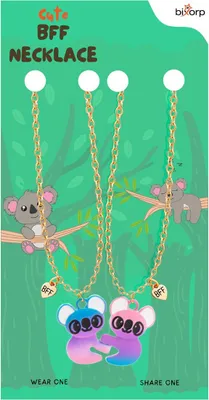 Obrázok produktu pre Bixorp Friends BFF náhrdelník pre 2 s koalou a srdcom - magnetický náhrdelník priateľstva - darček pre najlepších priateľov - zlatý s dvojitými príveskami! - 45+5 cm