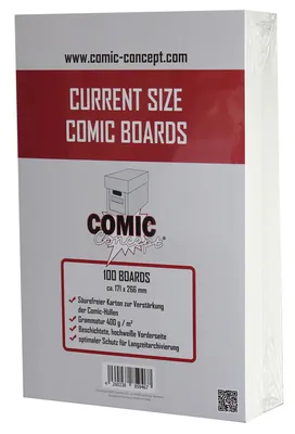 A stack of comic book boards in their packaging.