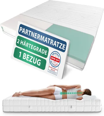 Produktbild von AM Qualitätsmatratzen | Premium 7-Zonen Partnermatratze 160x200 cm - H4 & H5 - Taschenfederkernmatratze (480 Federn/2m²)
