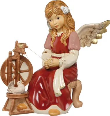 Produktbild von Goebel Engel Märchenhaftes Spinnrad, Dekofigur, Himmelsboten, Steingut, Bordeaux, 36.5 cm, 41656291