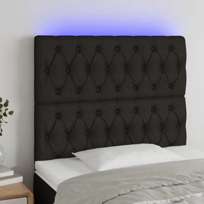 Zdjęcie produktu dla The Living Store zagłówek LED czarny 100x7x118/128 cm tkanina
