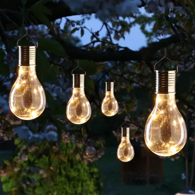 Produktbild von LED Solar Glühbirnen GLOW - warmweiße LED Drahtlichterkette - H: 14cm - transparent - 5er Set