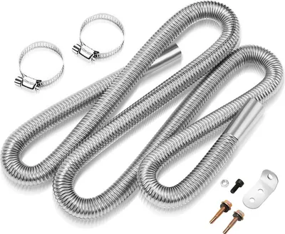 Image de SWANEW 200cm Tuyau d'échappement Tuyau d'échappement 25mm Pinces Set en acier inoxydable Chauffage auxiliaire Diesel Tuyau d'échappement