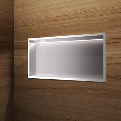 Produktbild von Wandnische Dusche OCEANIC mit LED gebürstetes chrom