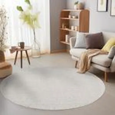 Produktbild von Schlingenteppich Schlafzimmer Einfarbig Meliert Design, Größe: 160 cm Rund, Farbe: Creme