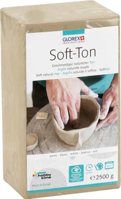 Produktbild von Soft-Ton weiss 2500g lufthärtend / brennbar 1040°C