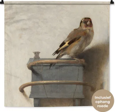 Produktbild von MuchoWow® Wandteppich Wandbehang Der Stieglitz - Carel Fabritius 90x90 cm Tapisserie Dekoration Wandtuch - Wandaufhänger