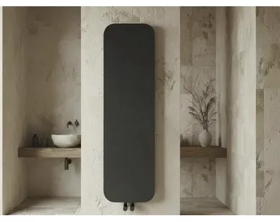 Produktbild von Rotheigner Designheizkörper COCO 1790 x 490 mm schwarz matt Anschluss Mittig unten ohne Handtuchhalter und Thermostat