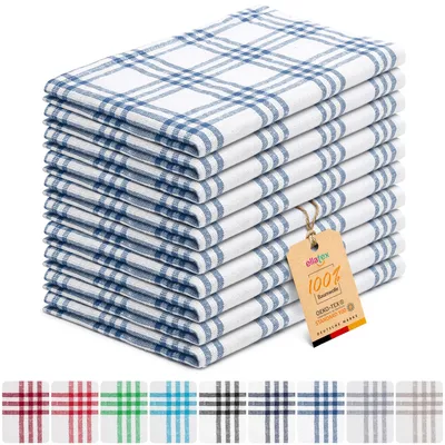 Produktbild von EllaTex 10er Pack Geschirrtücher Geschirrhandtücher 50x70 cm 100% Baumwolle Küchentücher Set saugstark Farbe: Royalblau