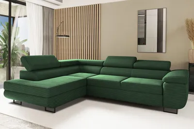 Produktbild von Kaiser Möbel Ecksofa mit schlaffunktion und bettkasten Eckcouch L-Form ATOMIC stoff Poso Links Grün