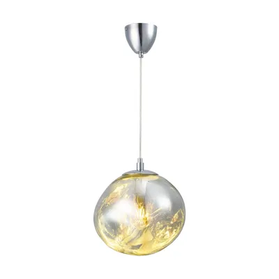 Produktbild von Moderne Design-Pendelleuchte mit metallisch-silbernem Glasschirm, E27-Fassung für Wohn- und Esszimmer