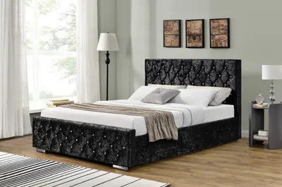 Image de Chesterfield Bett Design Schlafzimmer Englisches Betten 140x200cm Textil Polster