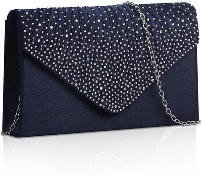 Produktbild von Damen-Clutch mit abnehmbarer Kette - Schwarz, Marineblau, mittel