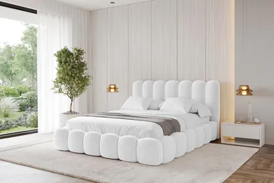 Produktbild von ALTDECOR Polsterbett mit Bettkasten und Lattenrost, Bett mit Kopfteil, Boxbett ohne Matratze, Doppelbett mit Stauraum - SENA 180x200 Weiß