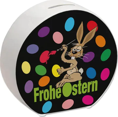 Produktbild von Osterhase Spardose mit Spruch: Frohe Ostern