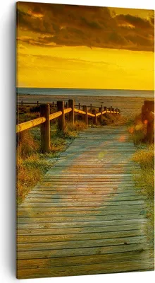 Produktbild von Bild auf Leinwand - Leinwandbild - Fußgängerbrücke Strand Urlaub Sonne - 45x80cm - Wand Bild - Wanddeko - Leinwanddruck - Bilder - Kunstdruck - Leinwand bilder - Wandkunst - PA45x80-2786