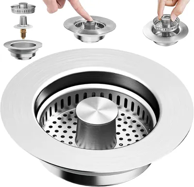 Productafbeelding van Afvoerzeef Gootsteenzeef Spoelbak Drain Sieve Sink Wasbakstop Stainless Steel Pop-Up Afvoerstop voor Spoelbak - Filtert Eten en Haar uit de Gaten
